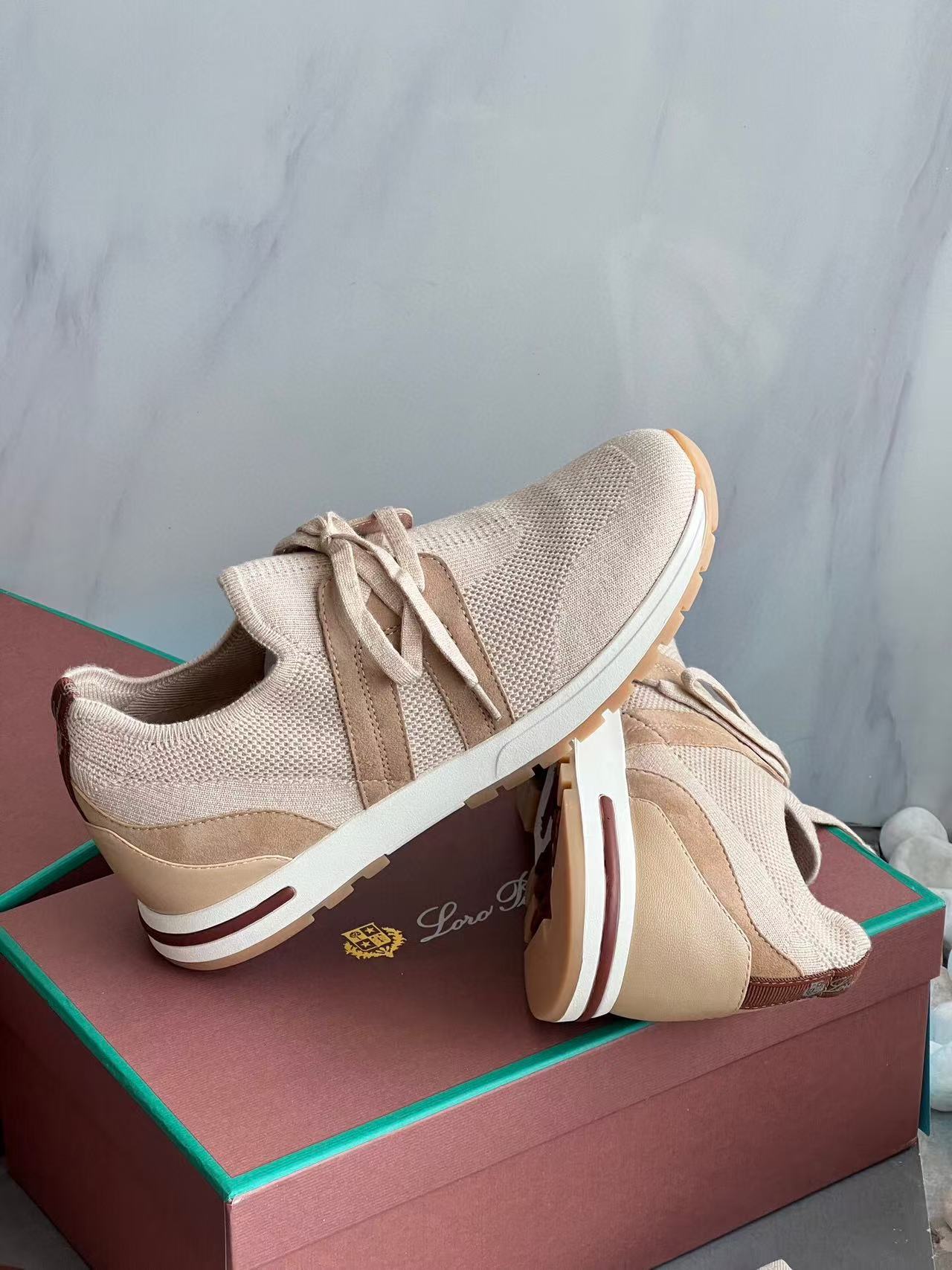 LP Lady Flexy Walk Sneaker Light Brown Wool Leather