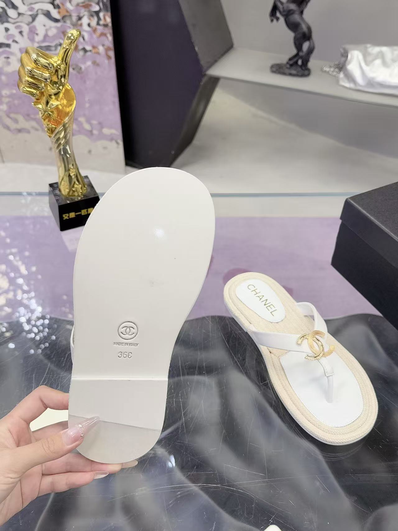 CC 2026 Thong Sandals White Sheepskin