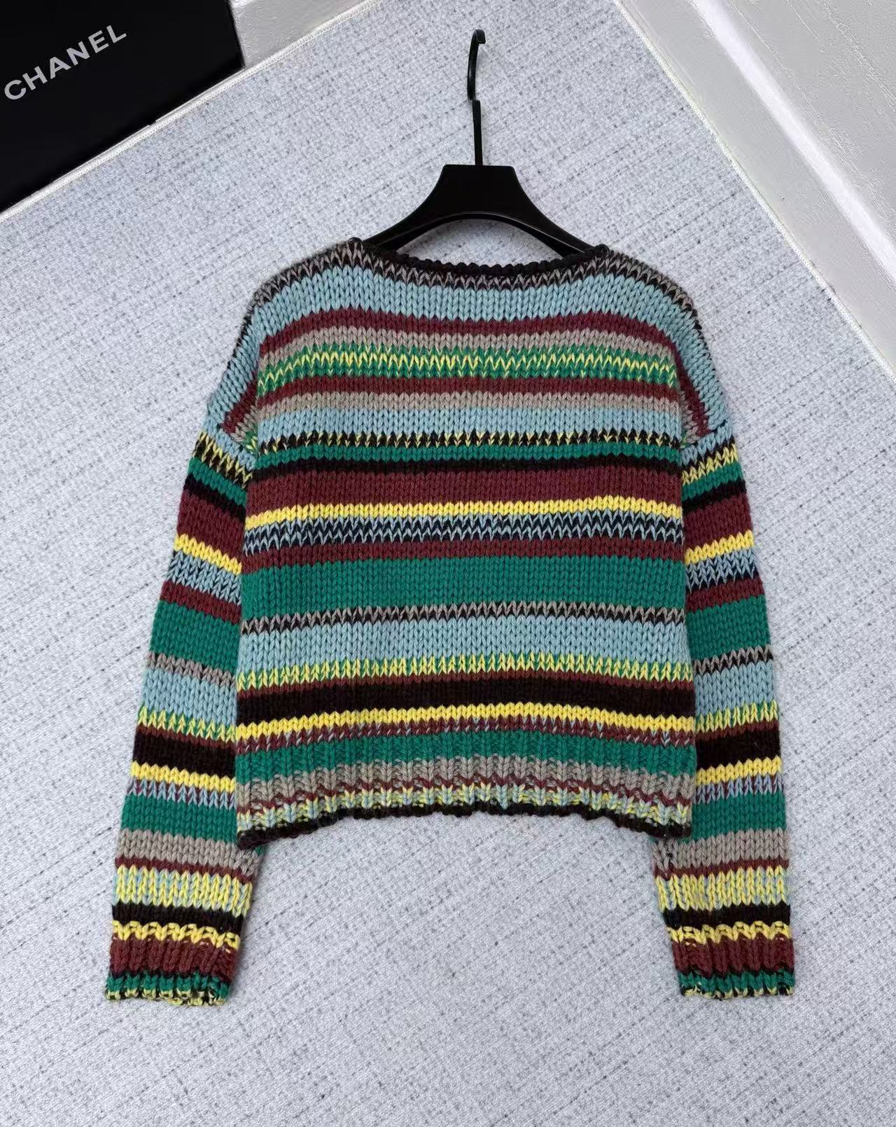 Celine 26s Crewneck Sweater Multicolor Alpaca Wool