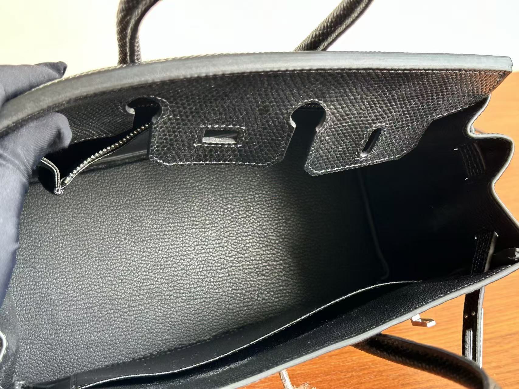 Hermes Birkin 25 Black Salvator Lizard Sliver Hardware