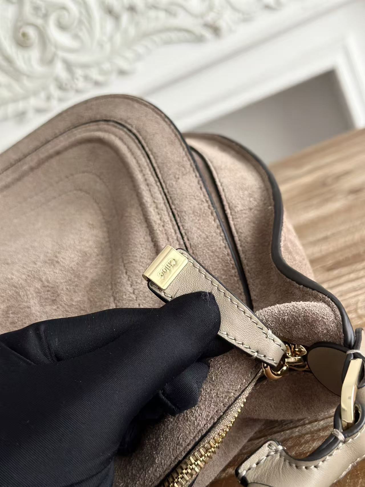 Chloe 26s Marcie Suede Shoulder Bag Taupe Suede