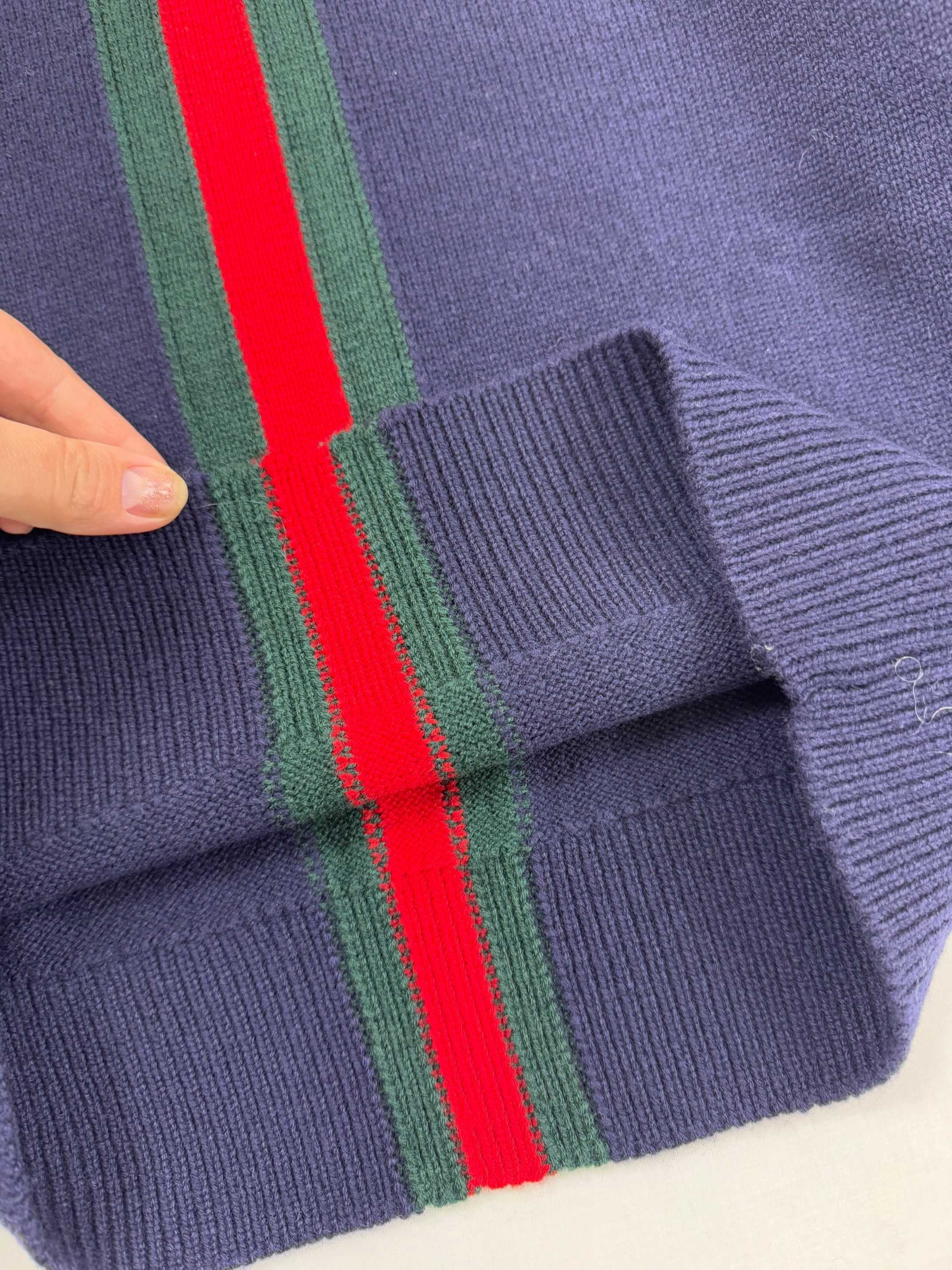 GG Fine Knit Wool Sweater With Web