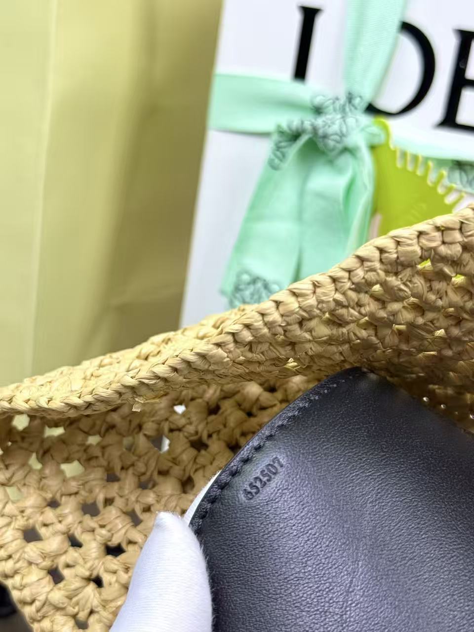 Loewe Ibiza Ola Medium Shoulder Bag Beige Raffia