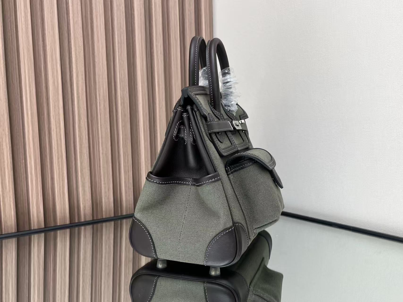 HM Birkin 25 Cargo Olive Green Black Olive Green Black