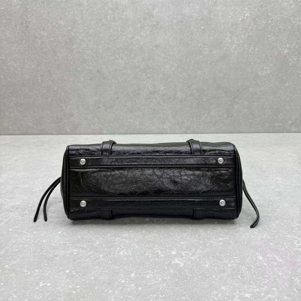 Miu Retro Rope Motorcycle Bag Black Leather