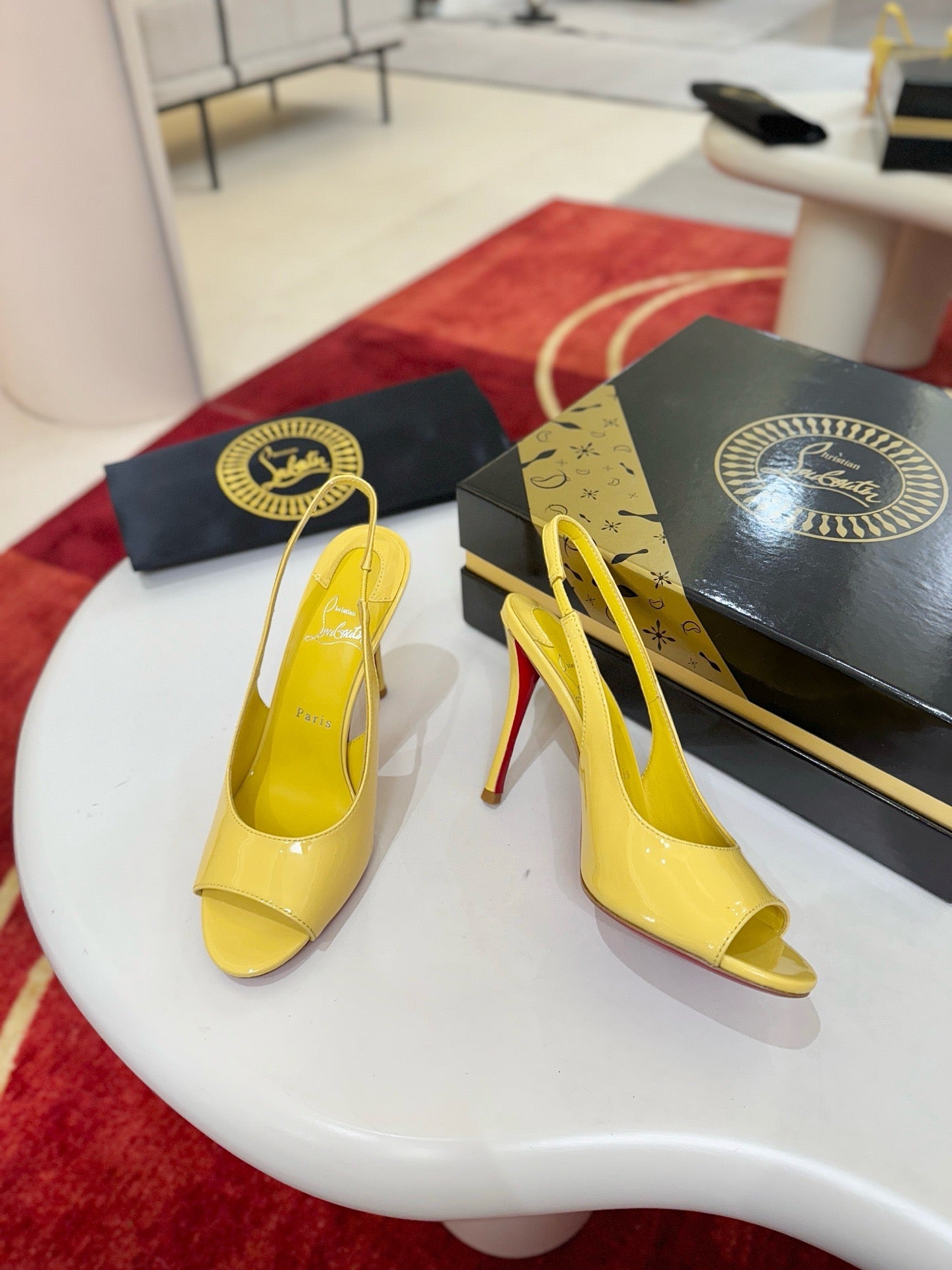 CL Sofia Z Sandal 10cm Yellow Patent Leather