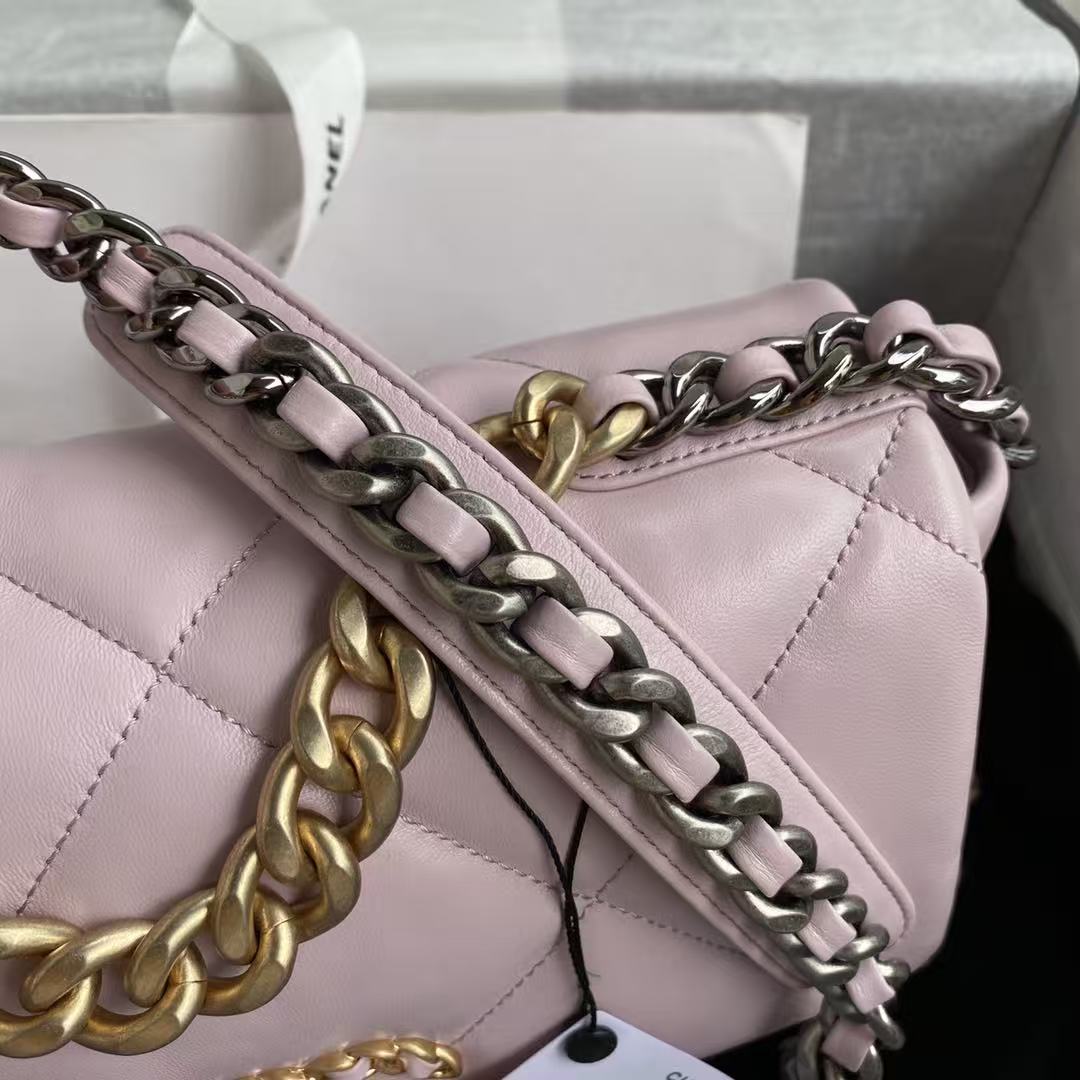 CC 19 Handbag 25cm Light Pink Calfskin Gold Hardware mix Sliver Hardware