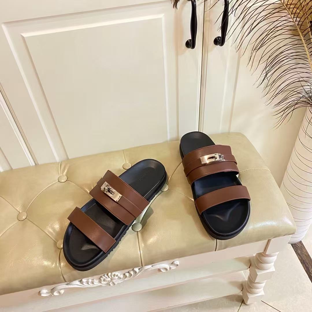 HM Jackson Sandal Black Brown Calfskin