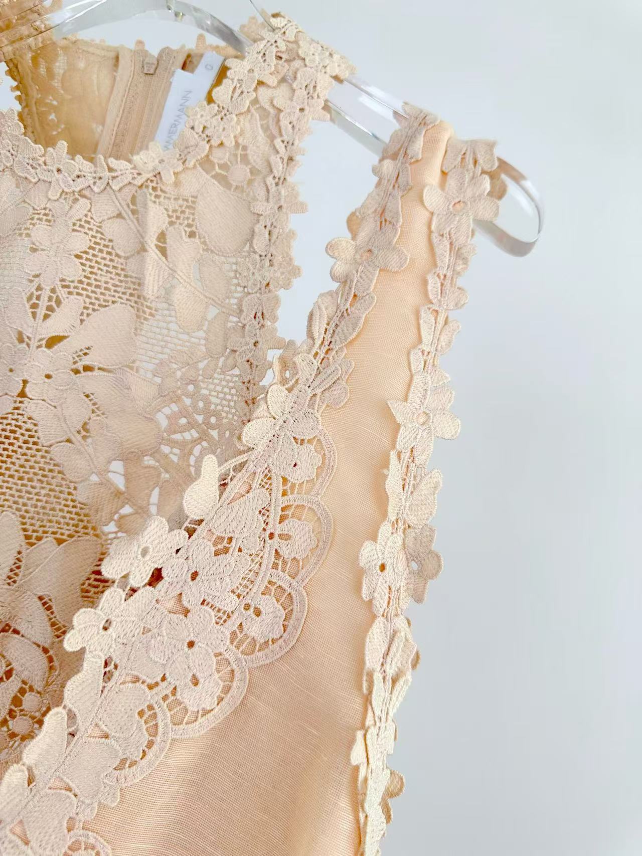 Zimmermann Mini Dress Natura Lace Linen Silk