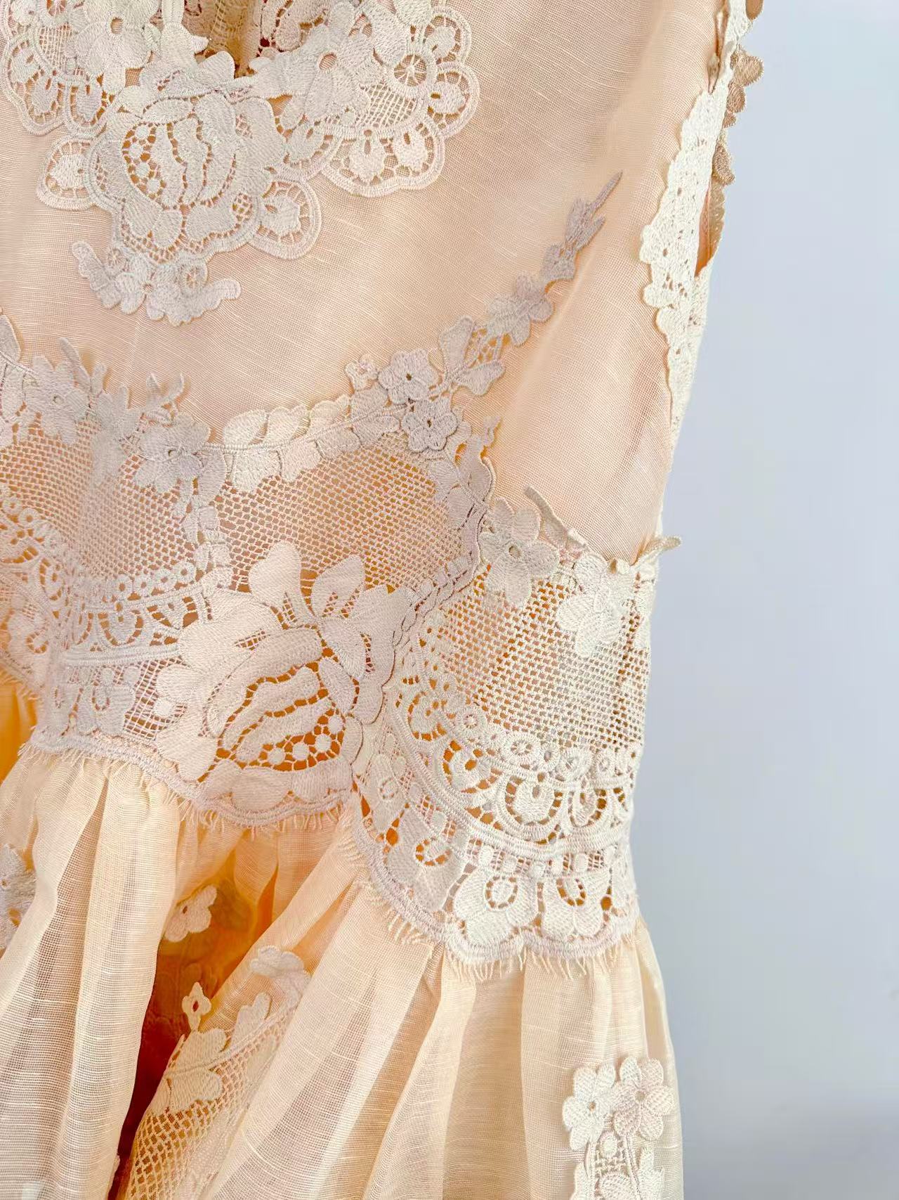 Zimmermann Mini Dress Natura Lace Linen Silk