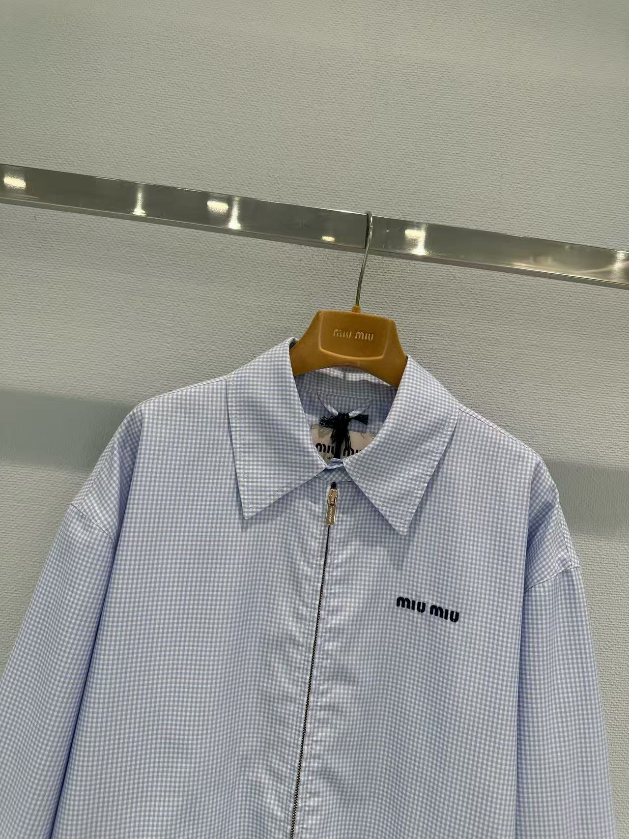 Miu 26s Gingham Check Blouson Jacket