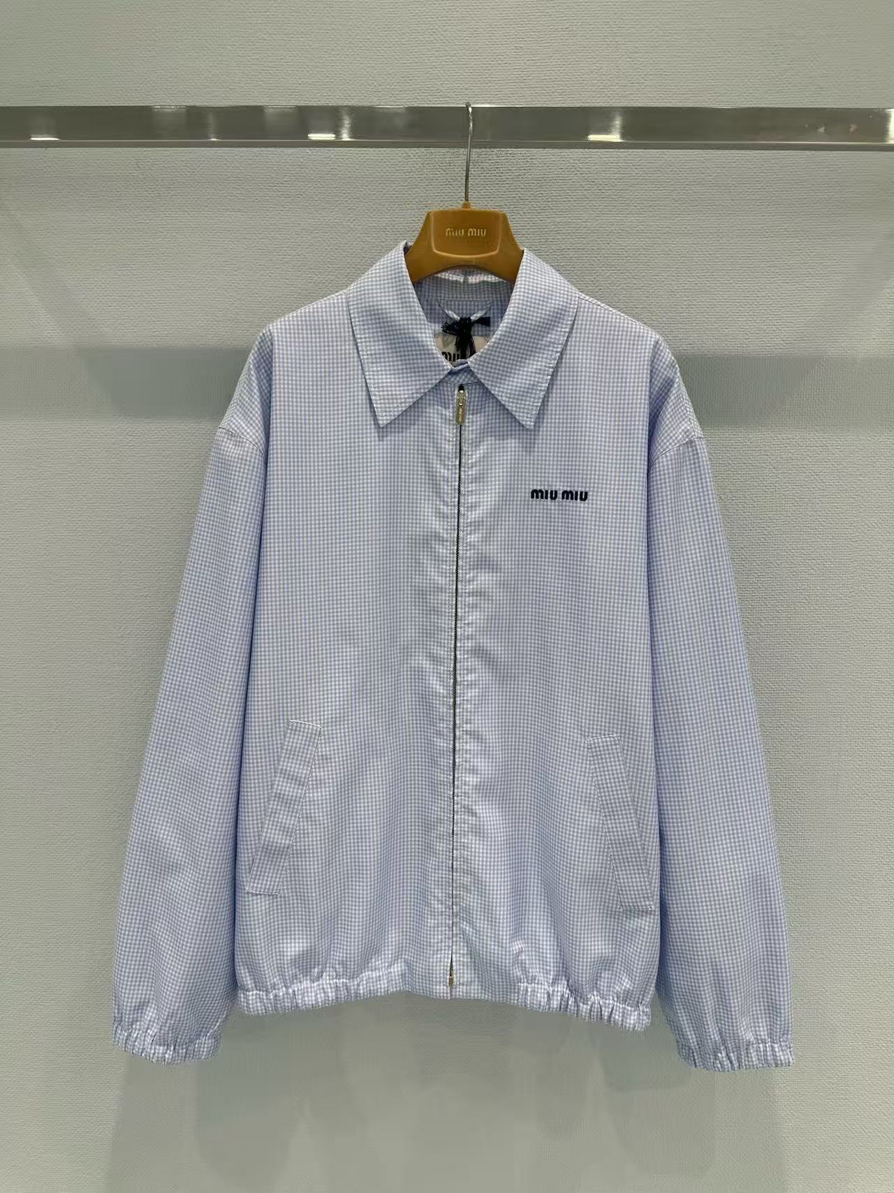 Miu 26s Gingham Check Blouson Jacket