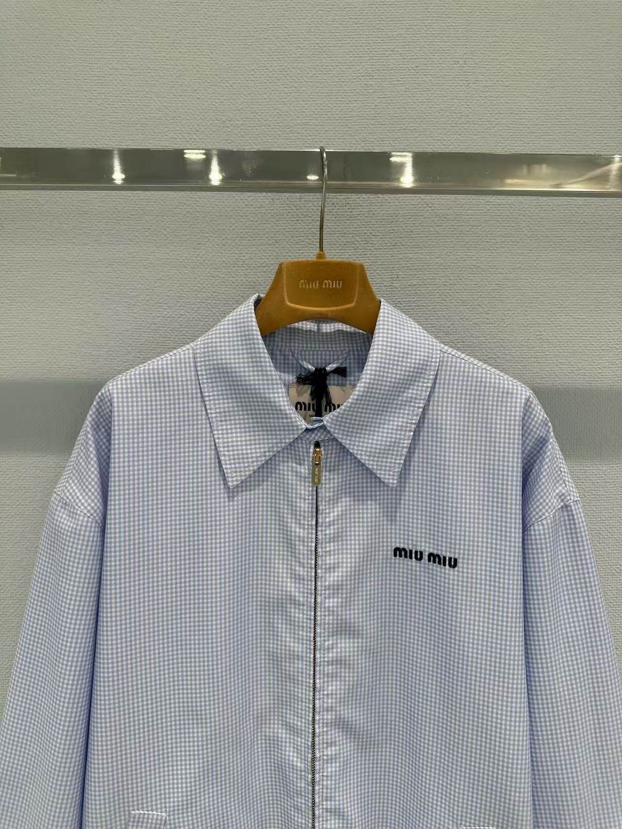 Miu 26s Gingham Check Blouson Jacket