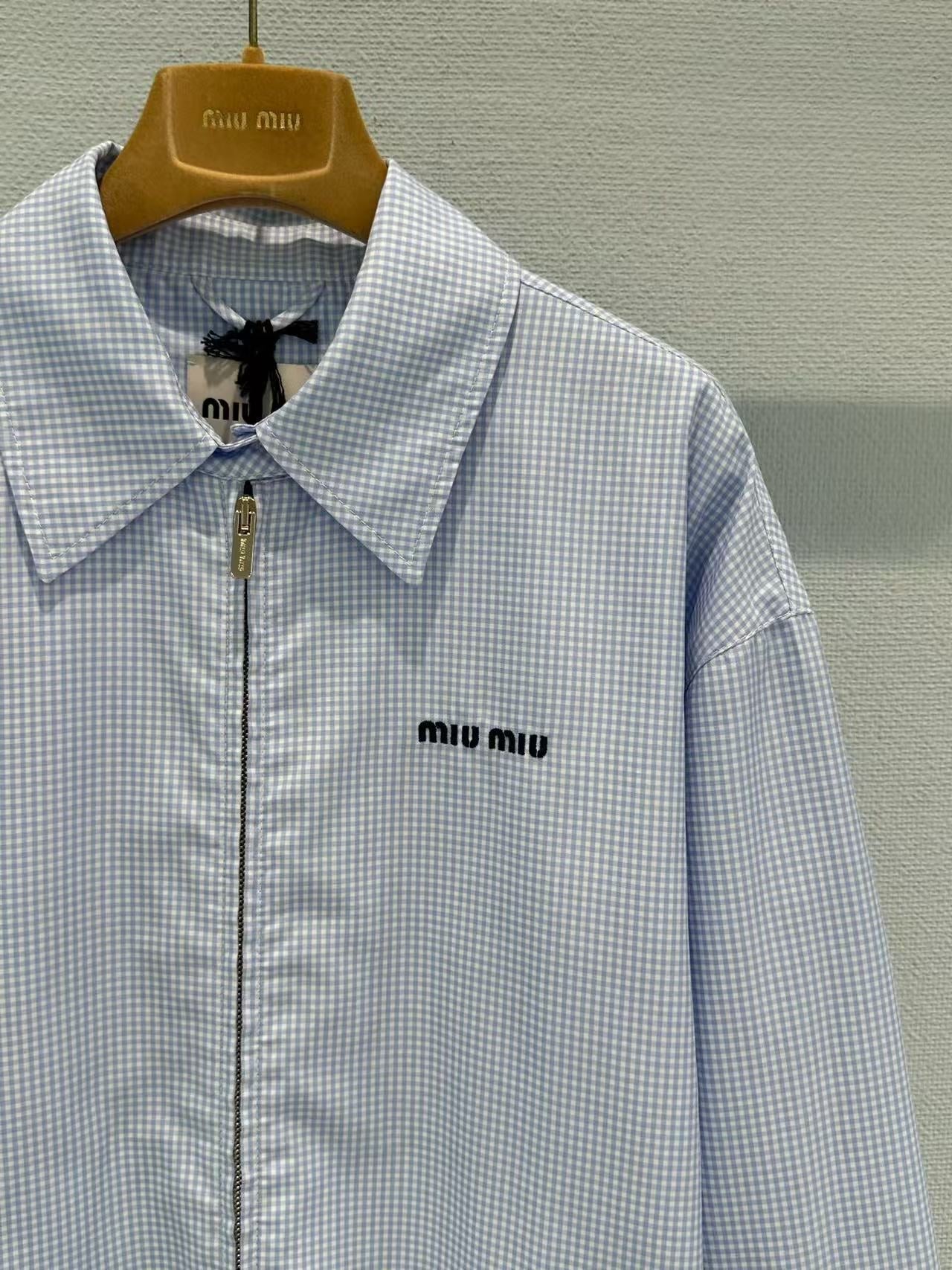 Miu 26s Gingham Check Blouson Jacket