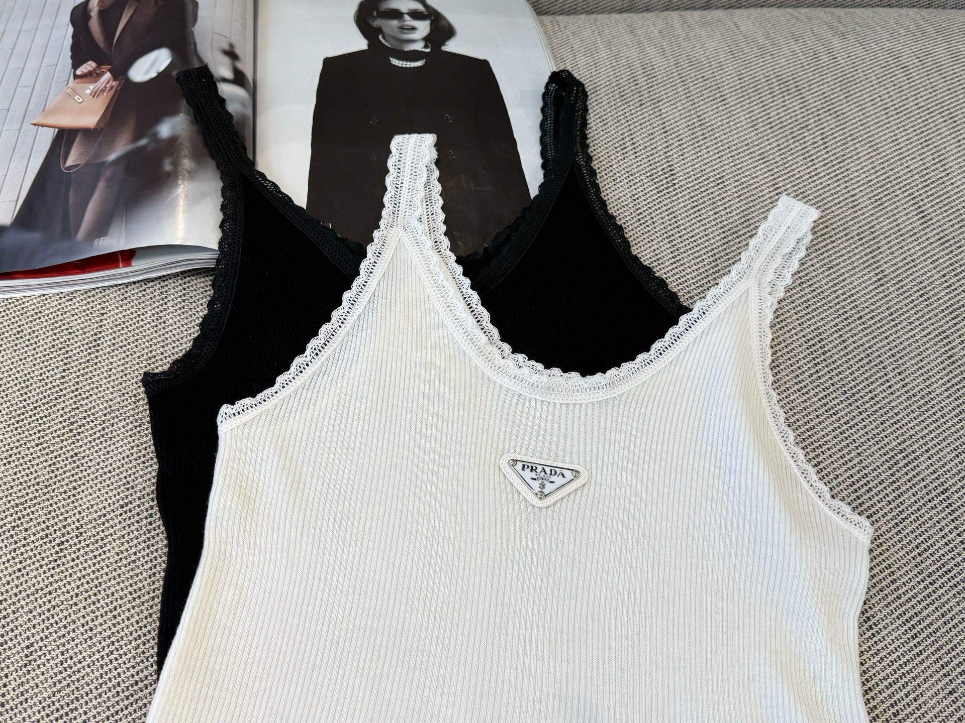 Prada Cotton Ribbed Tank Top