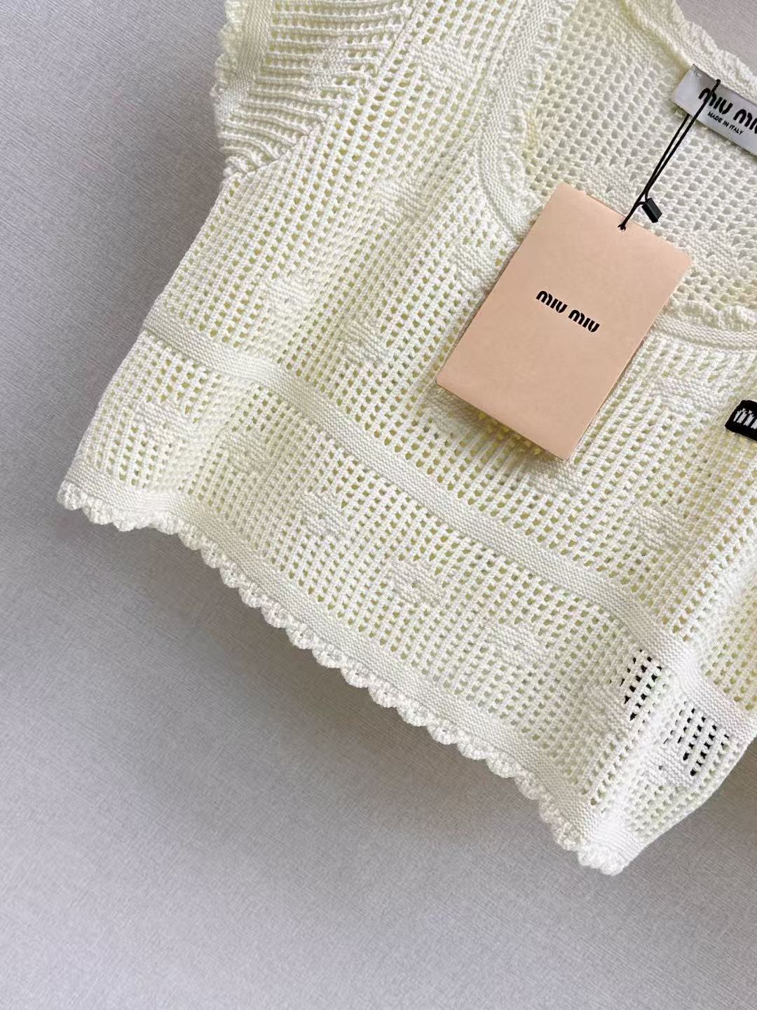 Miu Set Knitted Crop Top & Mini Skirt White Cotton