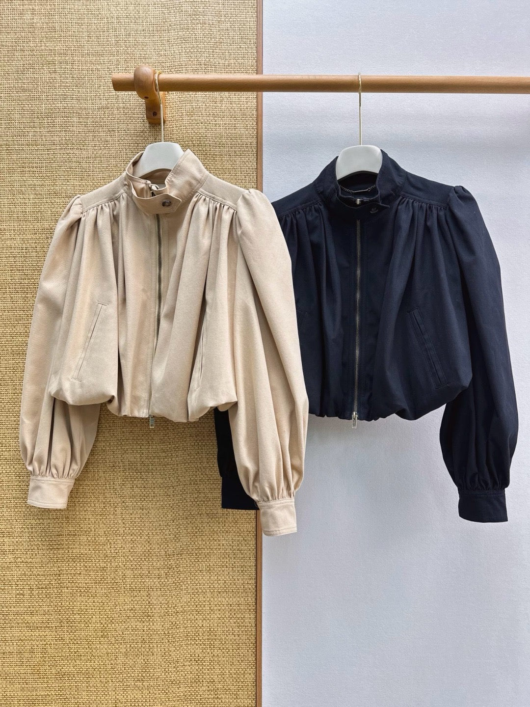Chloe Gathered Cropped Cotton Canvas Jacket