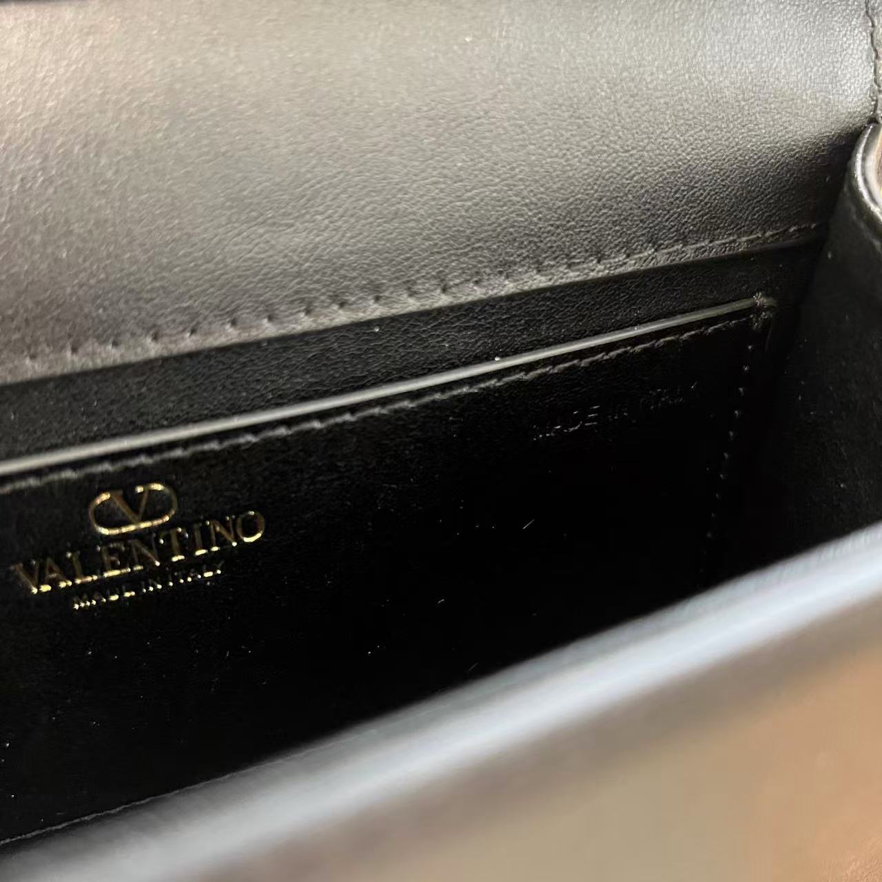 VLTN Small Locò Shoulder Bag Black Calfskin & Crystal