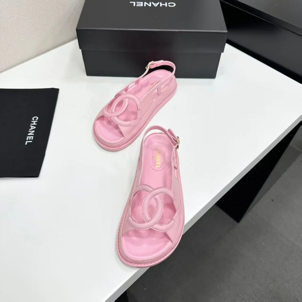 Chanel 2026 Double C Sandal Suede Lambskin