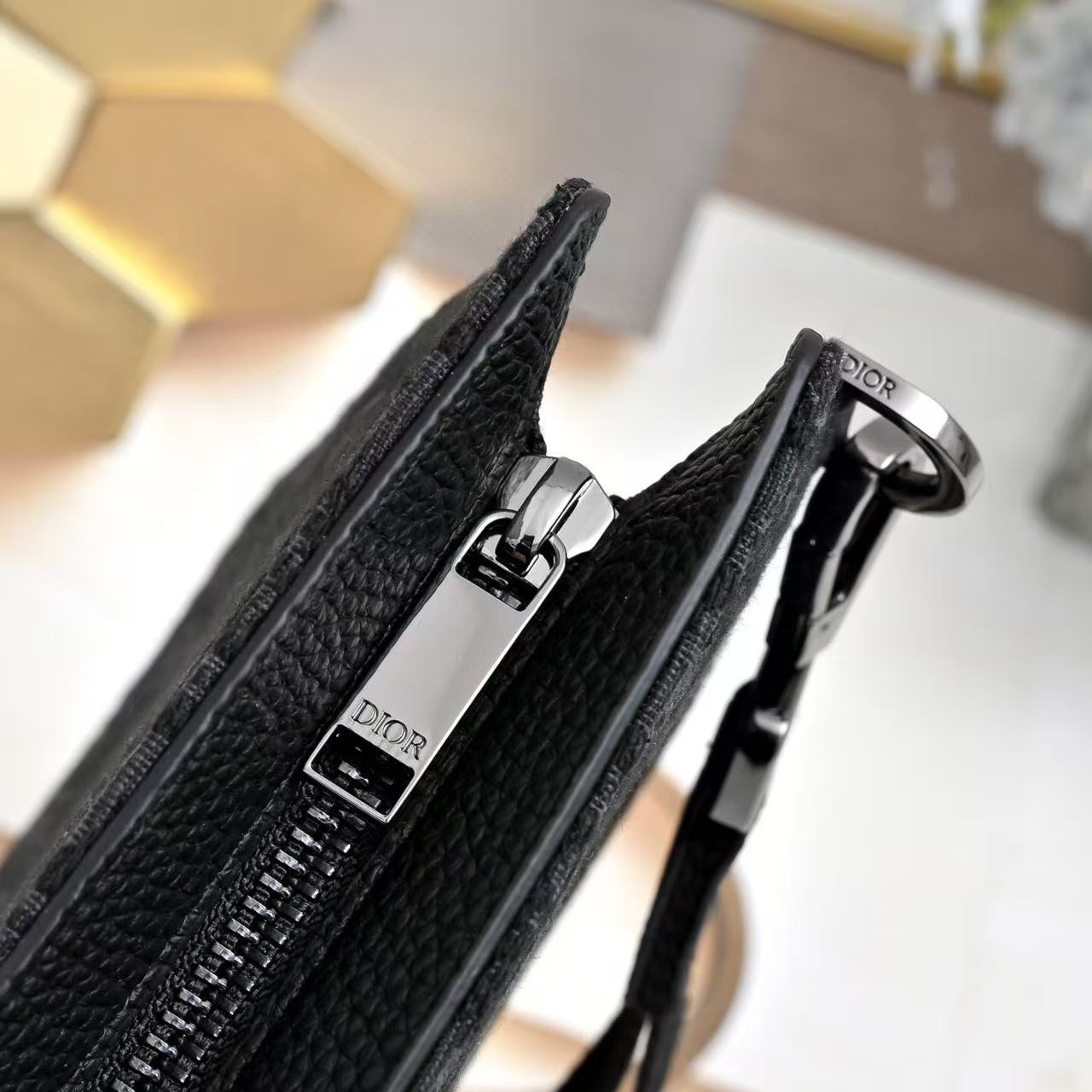 CD A5 Triangle Pouch Black Oblique Jacquard Cotton