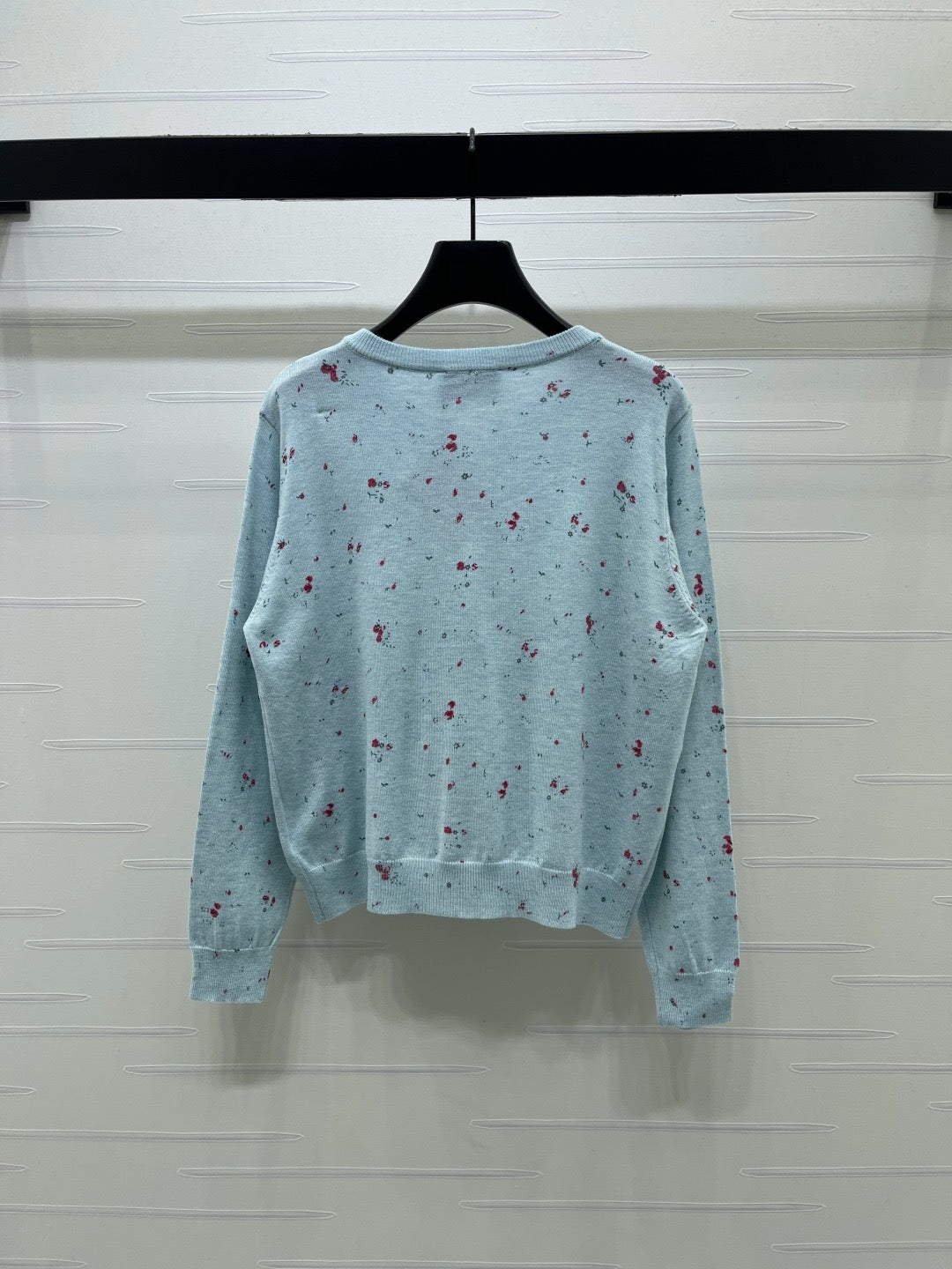 Prada 26s Red Floral Pattern Knitted Cardigan Wool