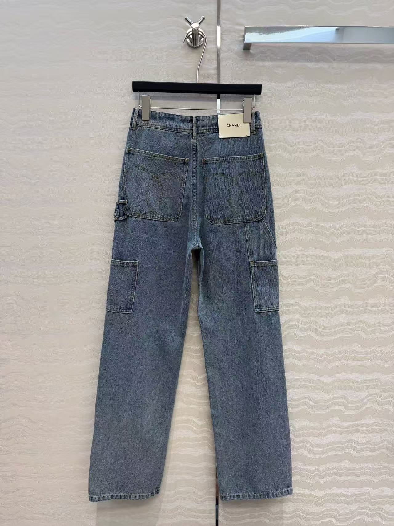 Chanel 2026 Double C Logo Jeans Dusty Blue Cotton