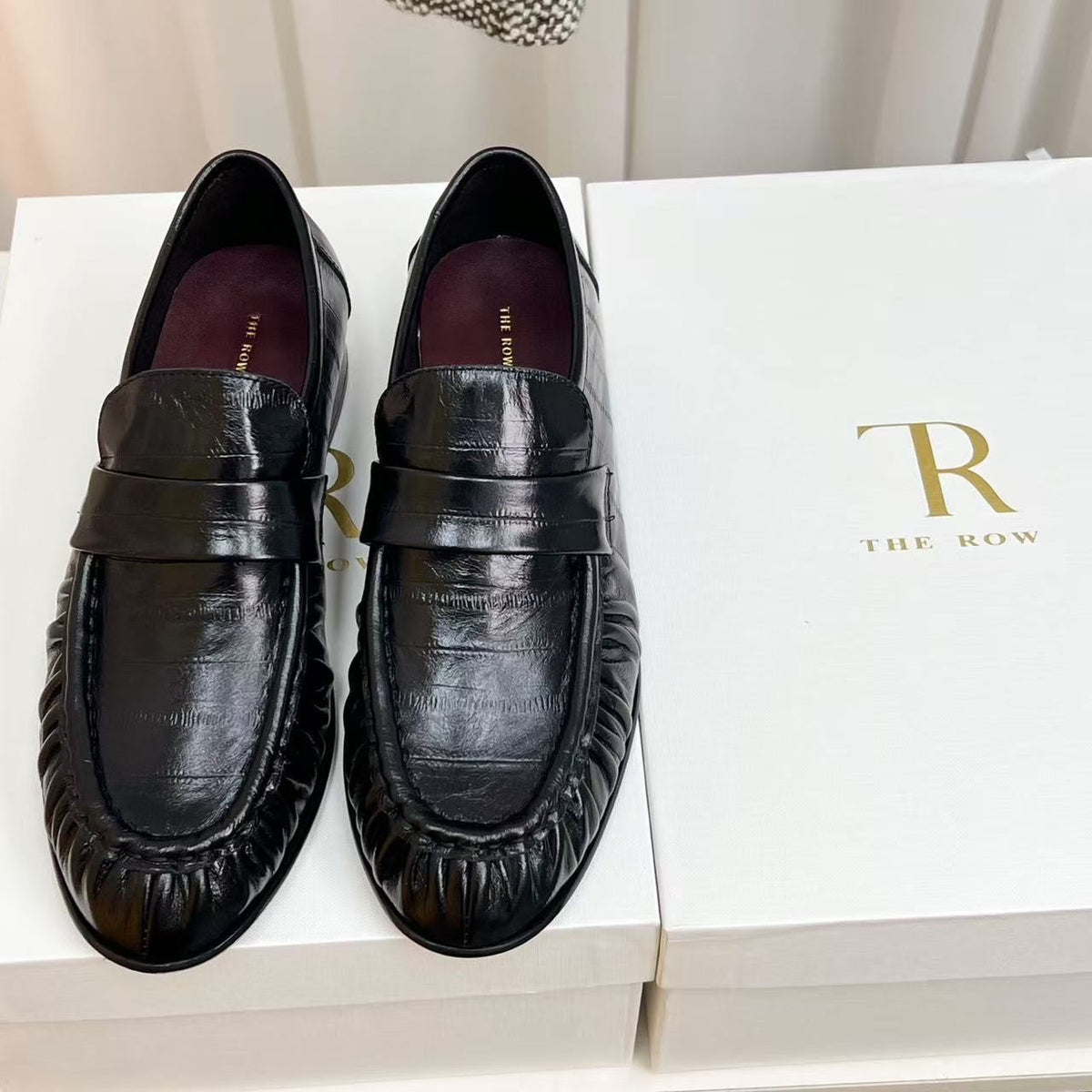 The Row Soft Loafer Black Eel Leather