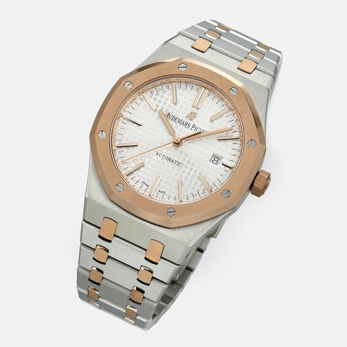 AP Royal Oak Automatic Two Tone Rose Gold Steel White Dial