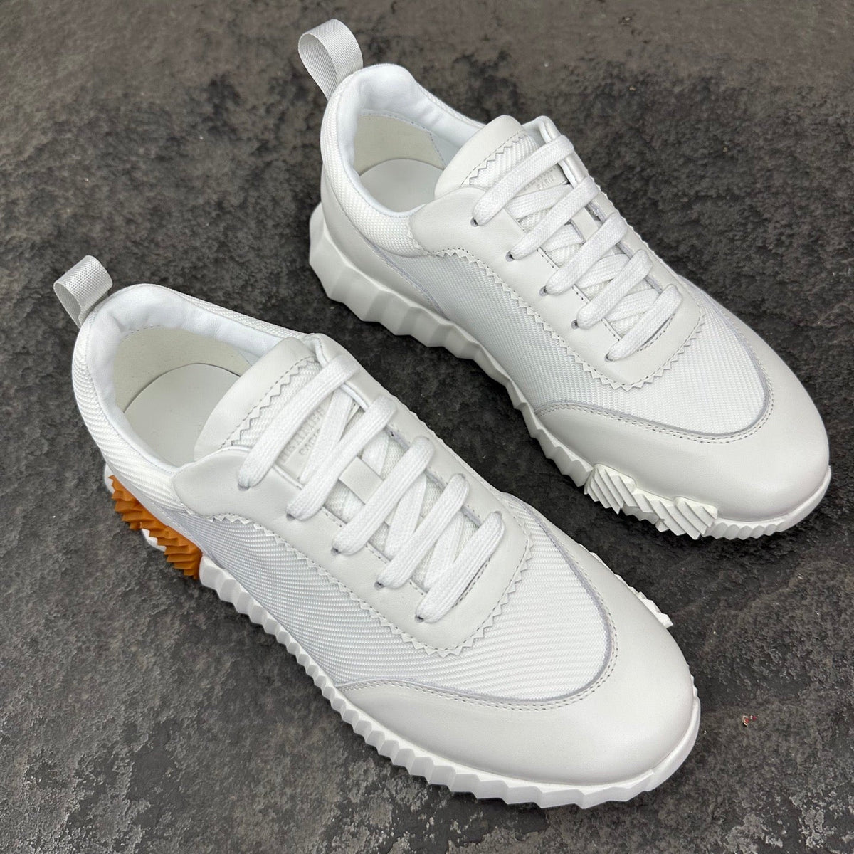 HM 26s Bouncing Sneakers 4cm White Orange Mesh Leather