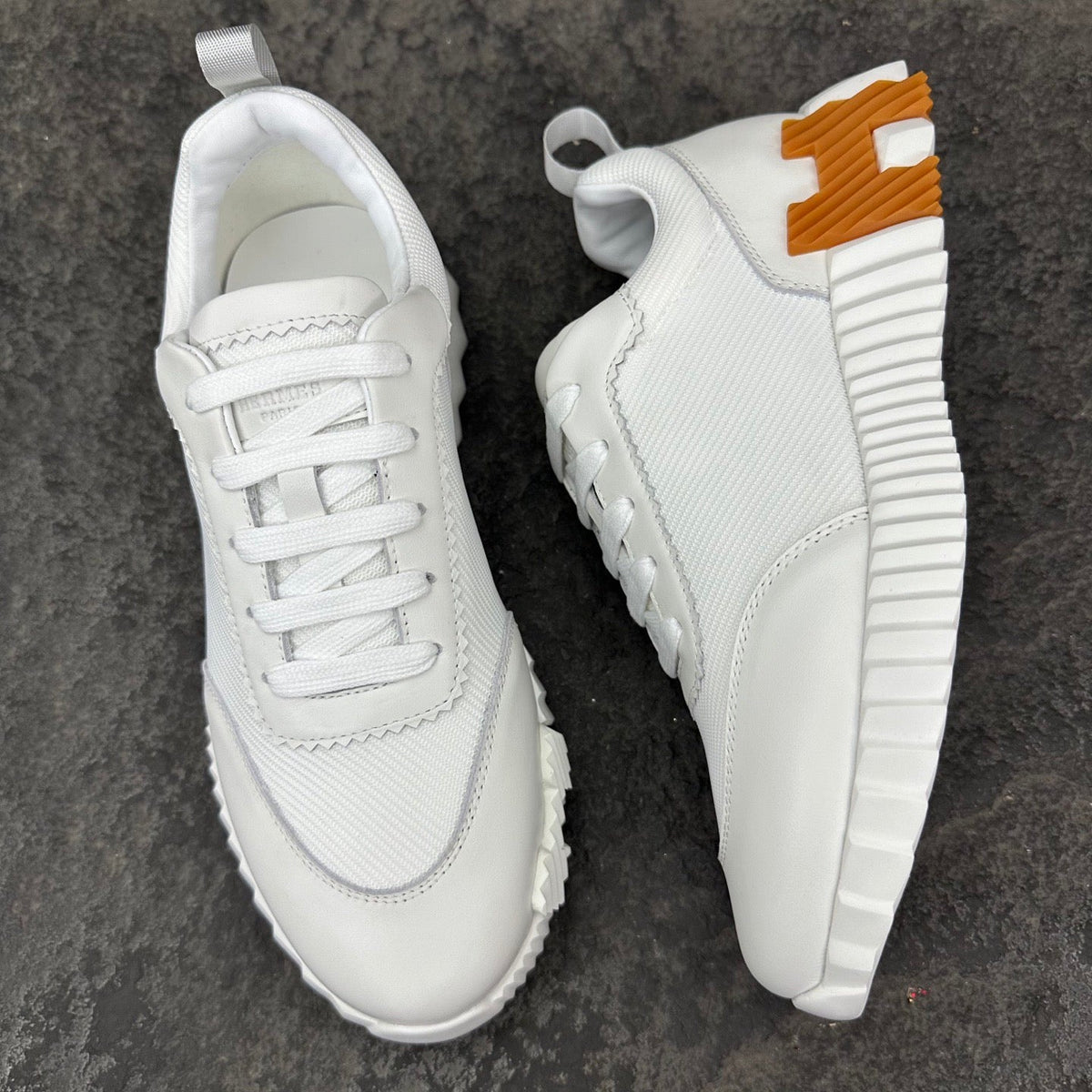 HM 26s Bouncing Sneakers 4cm White Orange Mesh Leather