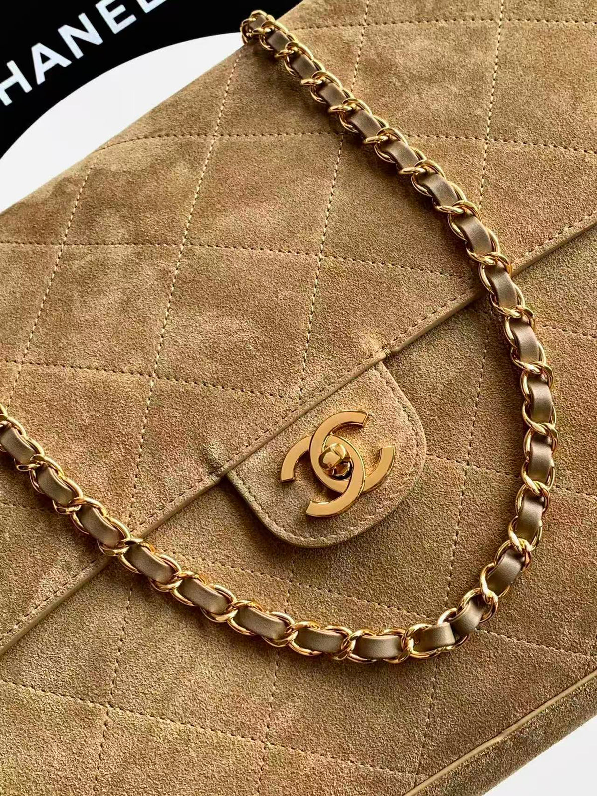 CC 26s Maxi Flap Bag 39cm Beige Suede Best Version