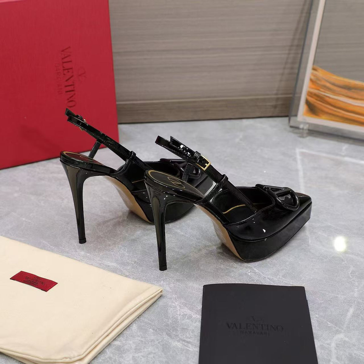 Valentino Garavani VLogo Platform Slingback 12cm Stiletto Leather 120