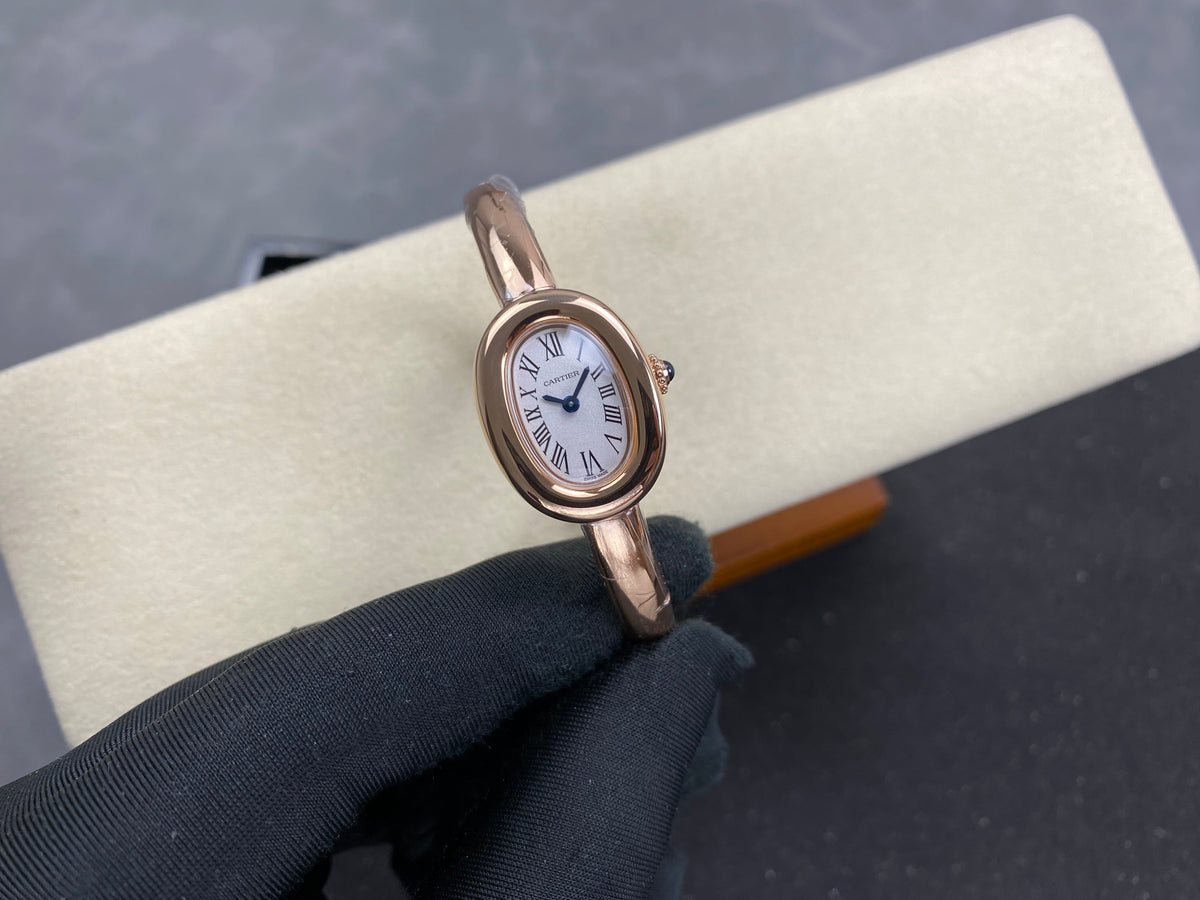 Cartier Baignoire Mini 18.5mm Pink Gold Clous de Paris Dial