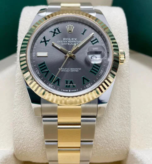 Rolex Datejust 41mm Wimbledon Roman Dial Oyster