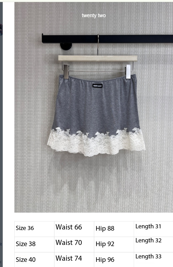 Miu 26s Skirt Grey Silk 370176