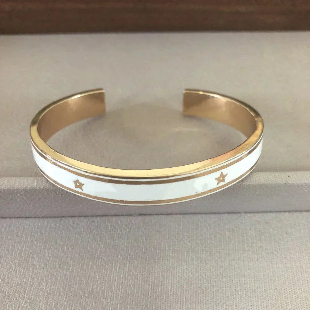 CODE BANGLE GOLD-FINISH METAL AND LACQUER WOMEN