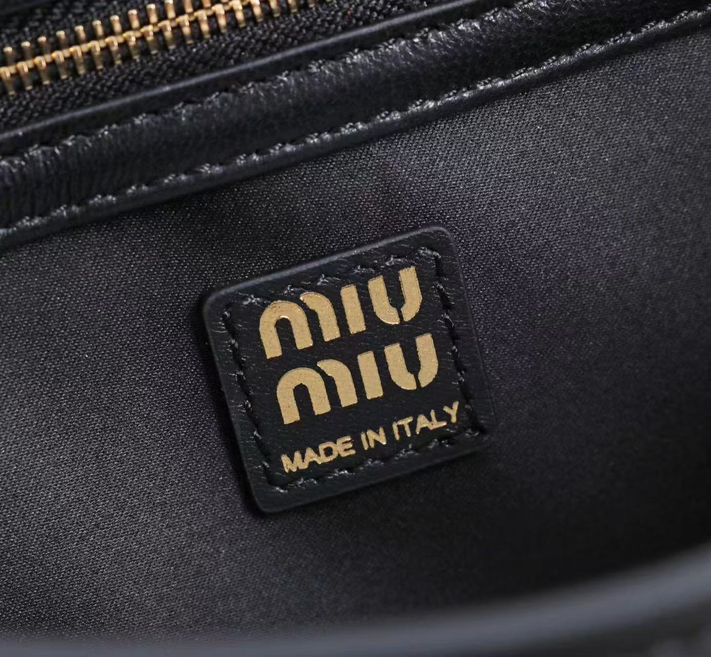 Miu Coffer Bag Black Matelassé Leather