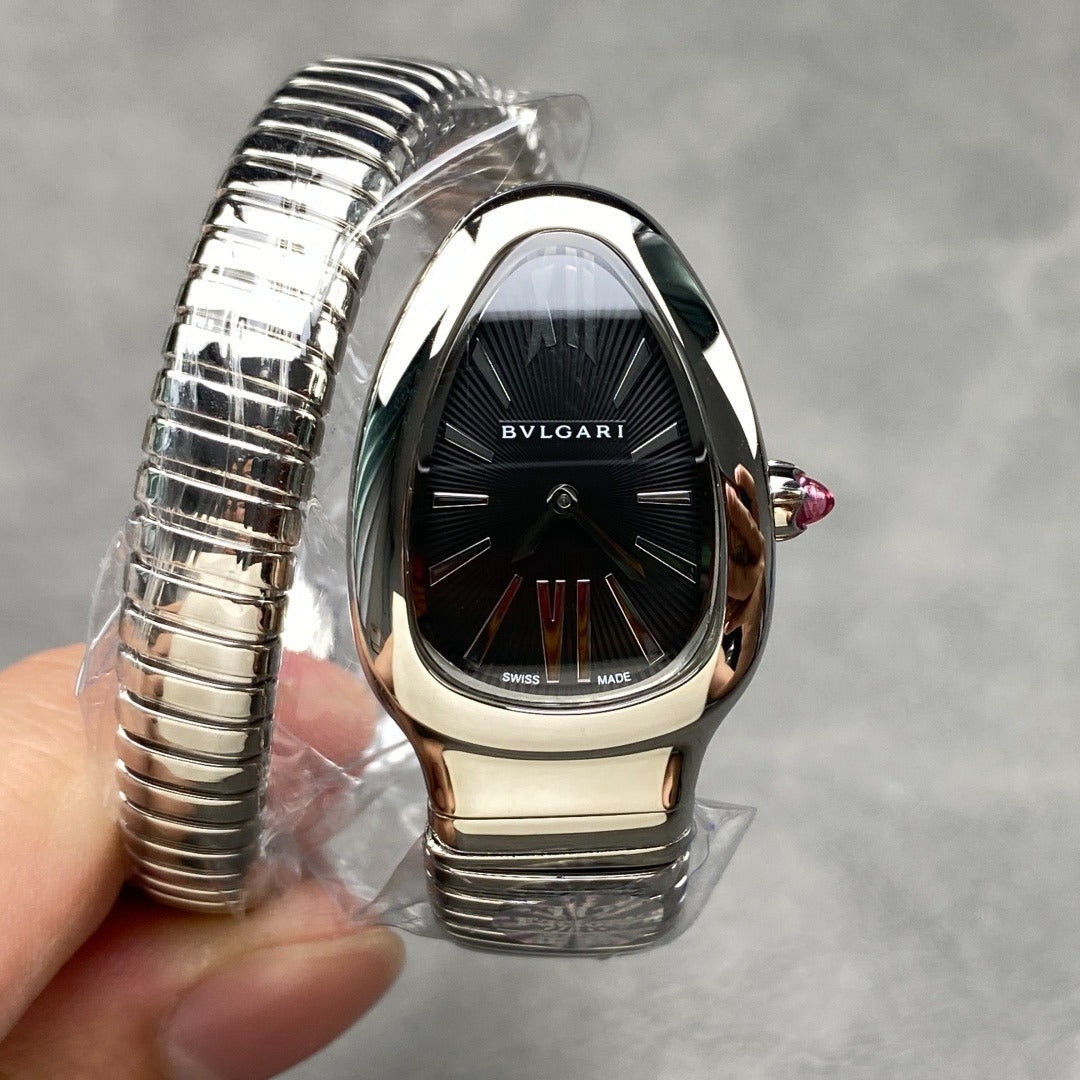 Bulgari Serpenti Tubogas Sliver With Black Dial