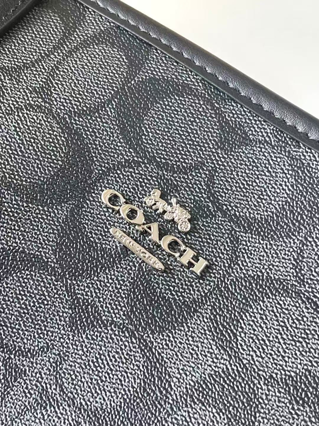 Coach Coach Signature City Tote Bag Black Coated Canvas