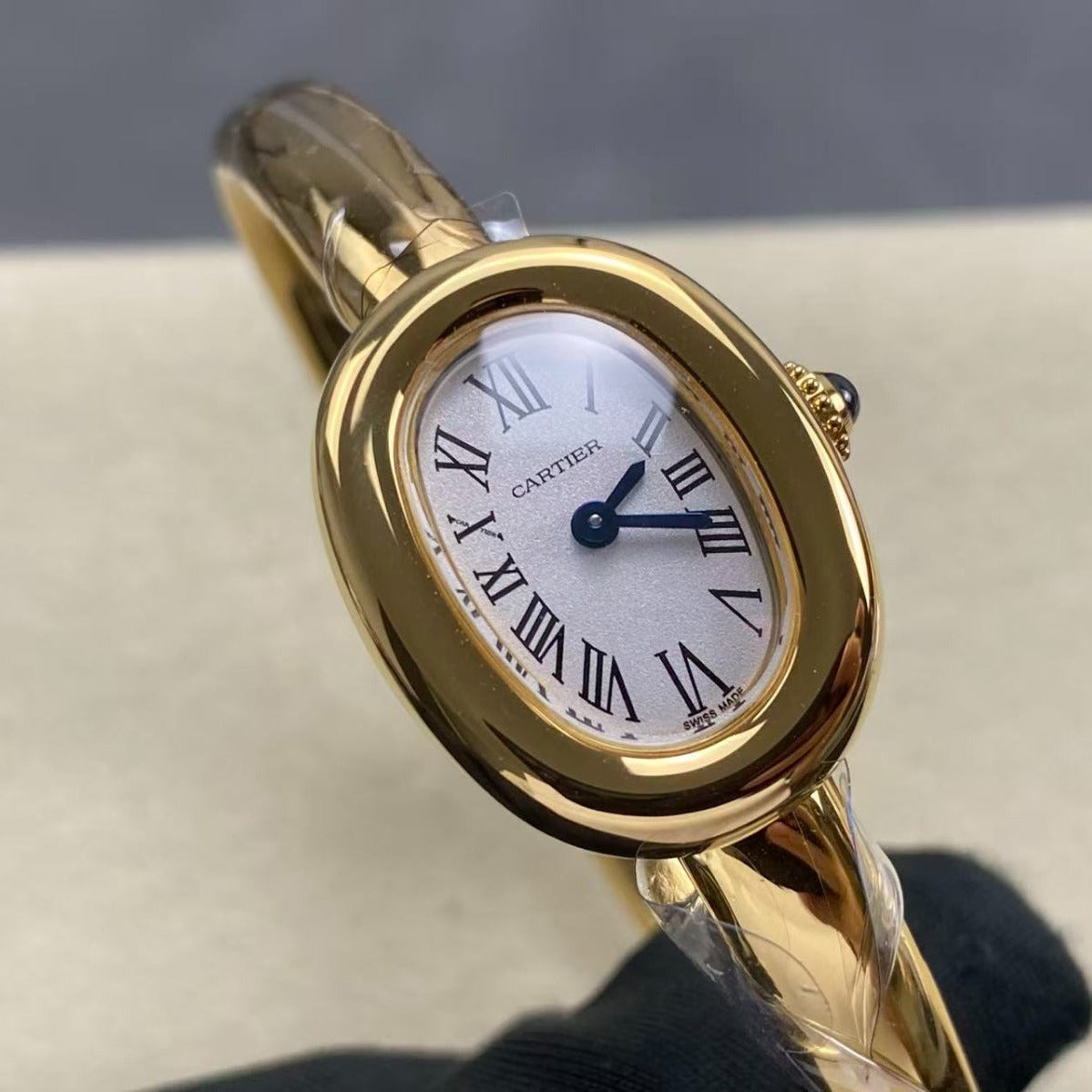 Cartier Baignoire Mini 18.5mm Yellow Gold Clous de Paris Dial