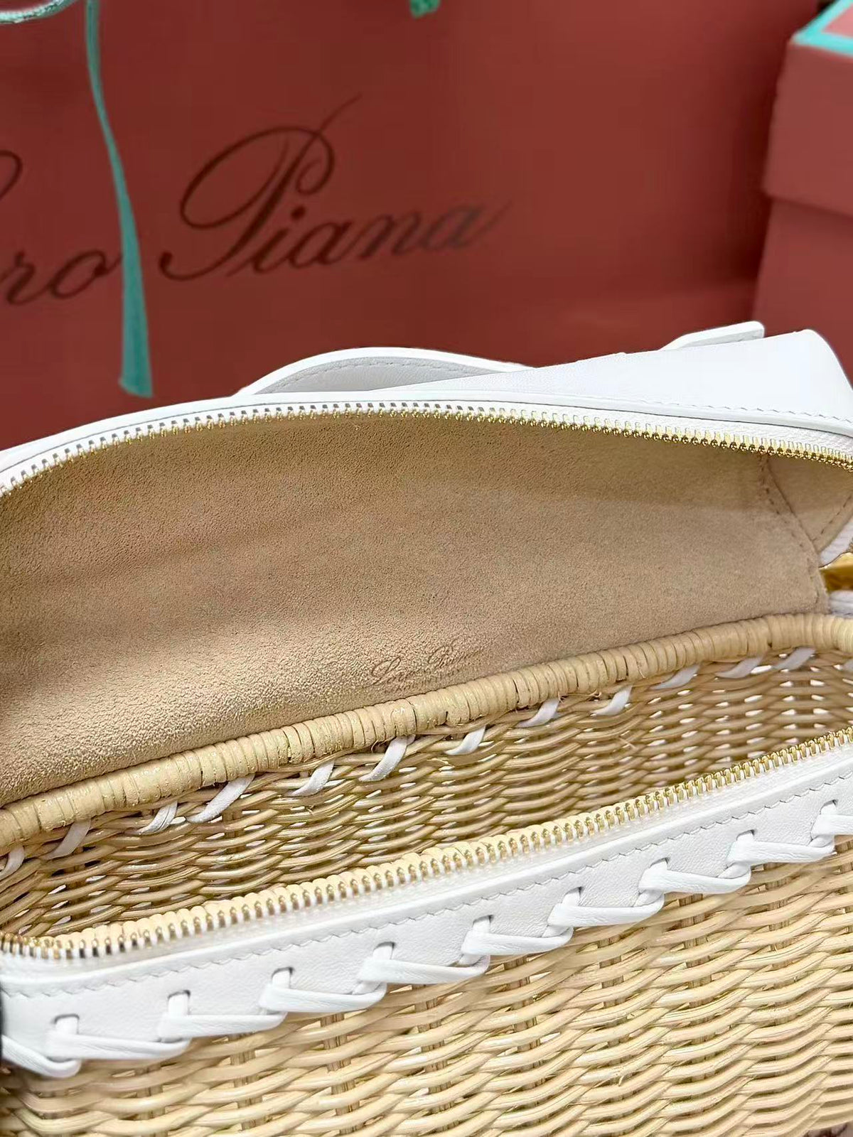 Loro Piana 2026 Extra Pocket L19 Bag Beige Pink Rattan Leather
