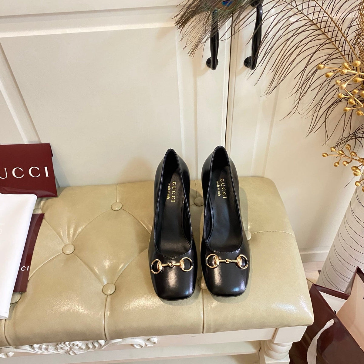 Gucci 26s Horsebit Mid-Heel Pumps 7.5cm Black Calfskin