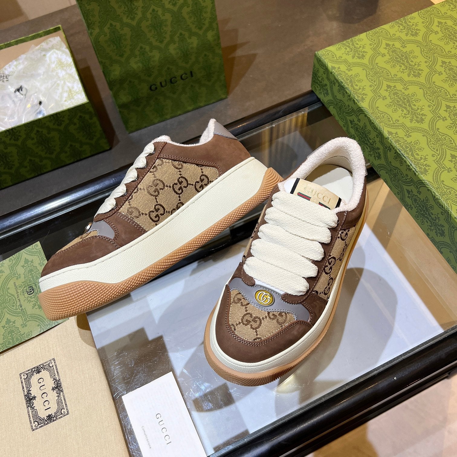 GG 26s Screener Monogram Platform Sneakers 6cm Leather TPU 996994