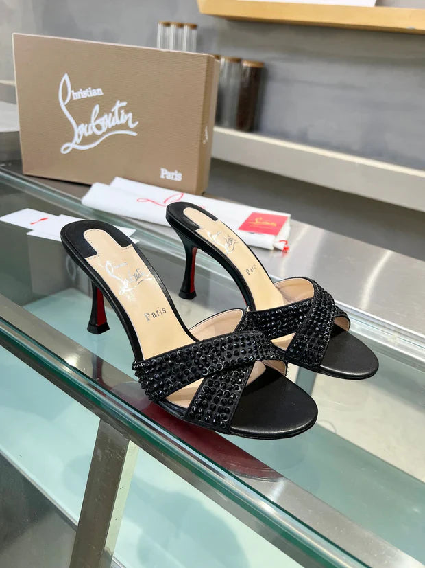 Christian Louboutin 2026 Mariza Is Back Mules 85mm Crystal-Embellished Leather 780497