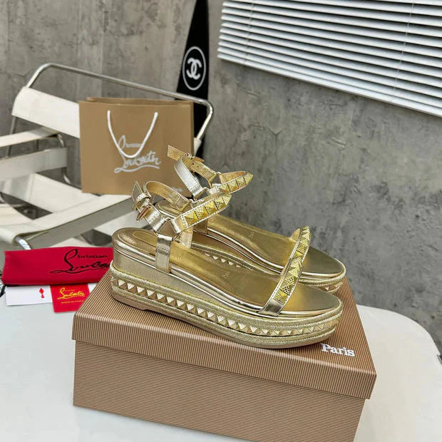 Christian Louboutin 2026 Pyraclou 60mm Wedge Sandals Leather 784246