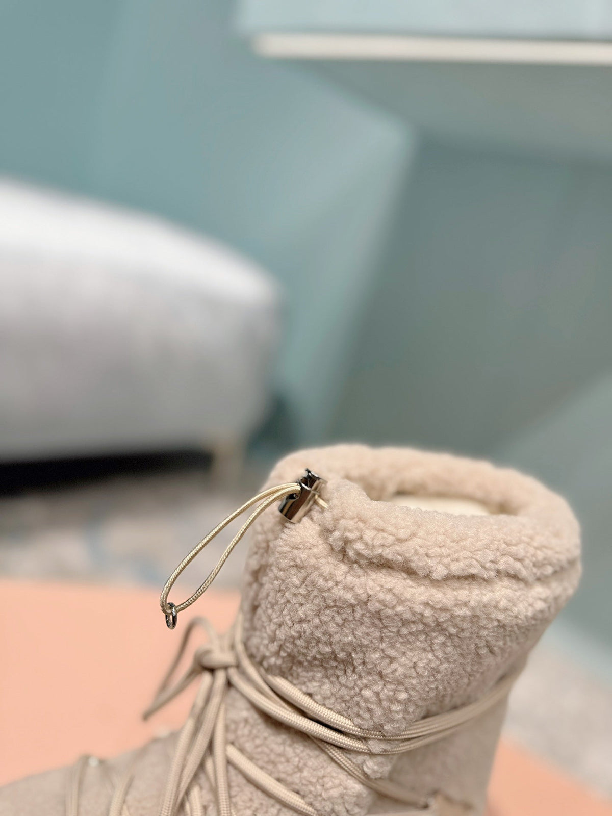 Miumiu 26s Ankle Snow Boots Beige Wool