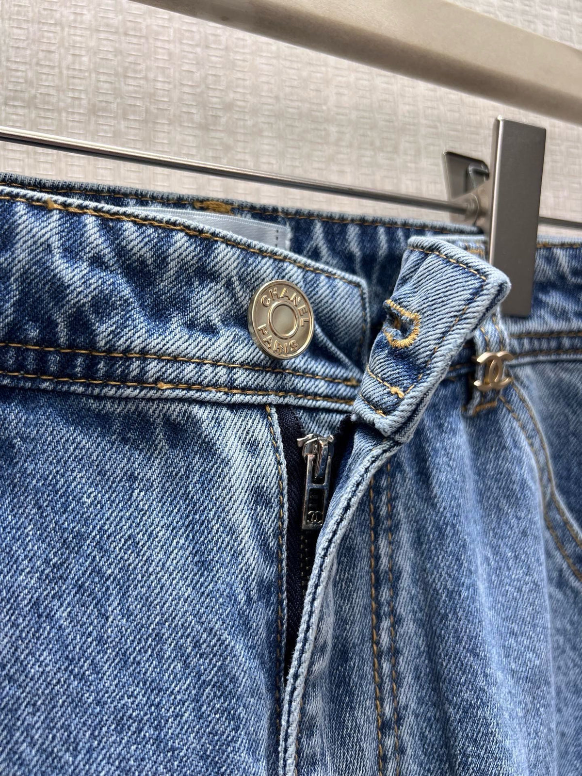 CC 26S High-Waist Wide-Leg Cargo Jeans Contrast Stitching Blue Cotton 437692