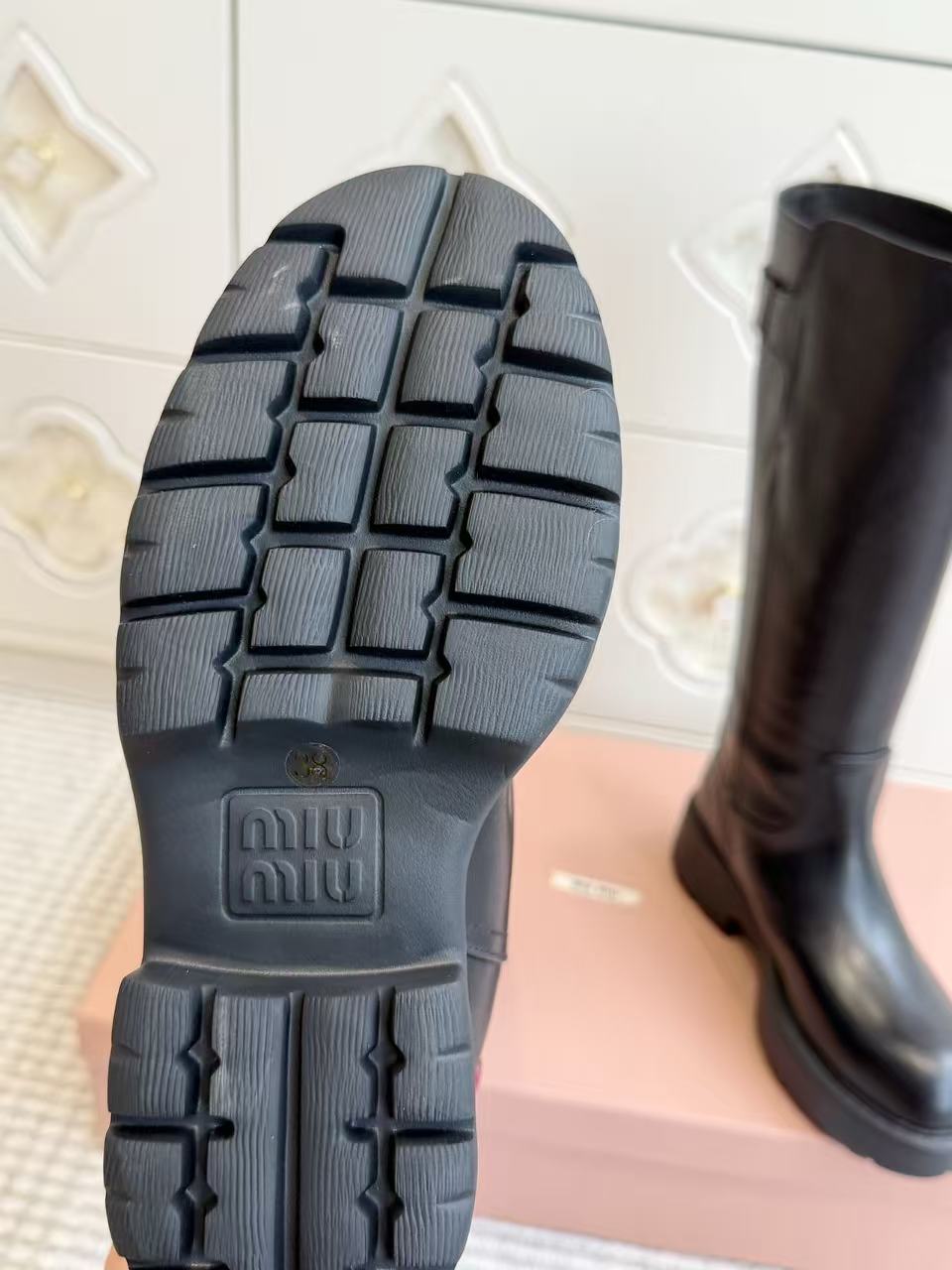 Miu Miu 26s Knee-high Riding Boots Black Calfskin