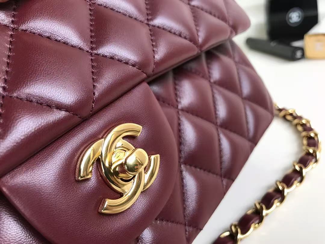 CC A1112 Flap Bag 25 Burgundy Quited Lambskin