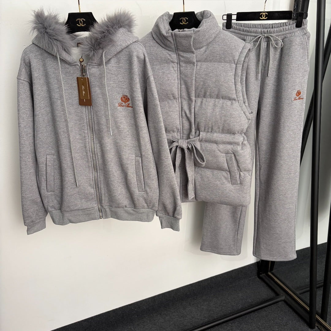 LP 26s Three-piece Fur-trim Hooded Tracksuit 987